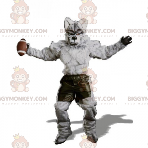 Traje de mascote Wolf BIGGYMONKEY™ com roupa de futebol