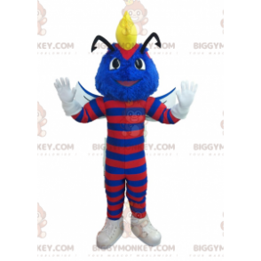Kostým maskota s červenými pruhy a modrou vosou BIGGYMONKEY™ –