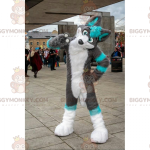 Gray and Blue Wolf BIGGYMONKEY™ Mascot Costume - Biggymonkey.com