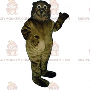 Costume da mascotte BIGGYMONKEY™ da lontra baffuta bianca -