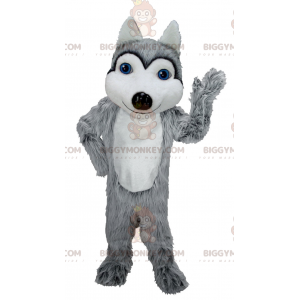 Blue Eyes Gray and White Wolf Mascot Costume BIGGYMONKEY™ -