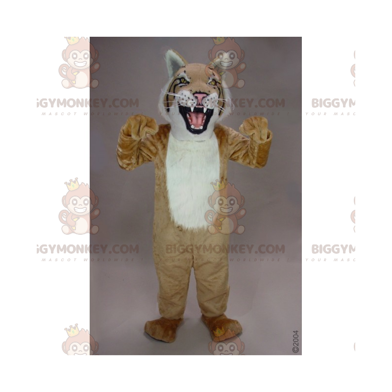 Costume da mascotte BIGGYMONKEY™ gatto selvatico dal ventre Costume da mascotte BIGGYMONKEY™ gatto selvatico dal ventre