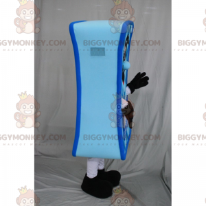 Blue mattress BIGGYMONKEY™ mascot costume with smiley face -