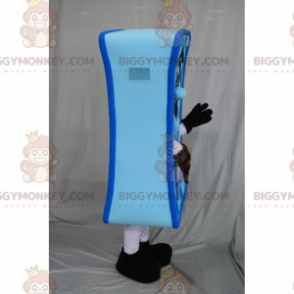 Blue mattress BIGGYMONKEY™ mascot costume with smiley face -