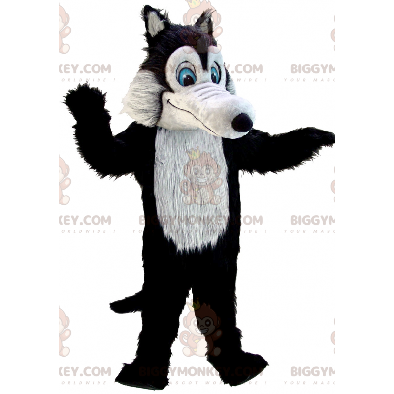 BIGGYMONKEY™-mascottekostuum, volledig harige zwarte en grijze BIGGYMONKEY™-mascottekostuum, volledig harige zwarte en grijze