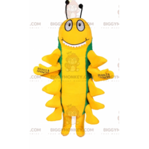 Costume de mascotte BIGGYMONKEY™ de mille pattes vert et jaune