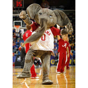 Giant Gray Elephant BIGGYMONKEY™ Mascot Costume With Red &
