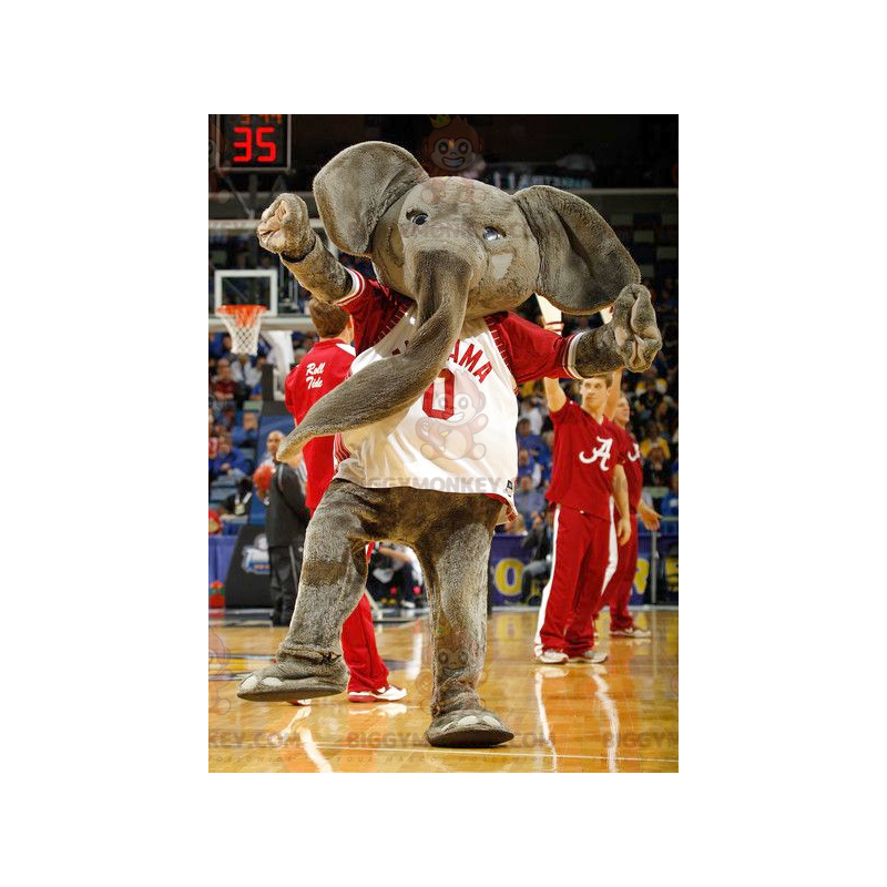 Giant Gray Elephant BIGGYMONKEY™ Mascot Costume With Red &