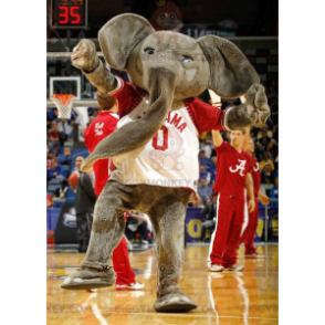 Giant Gray Elephant BIGGYMONKEY™ Mascot Costume With Red &