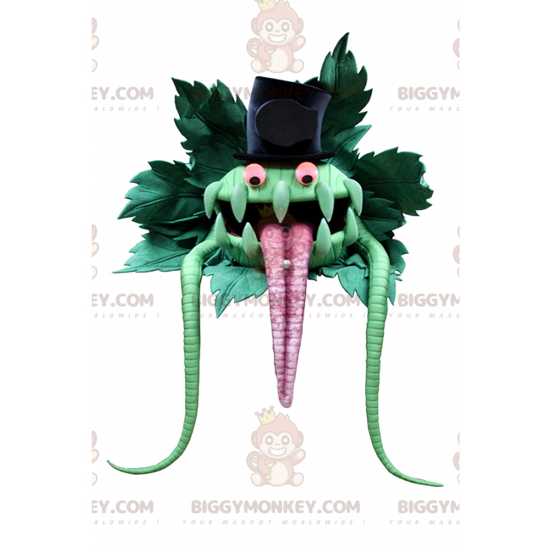Grønt monster BIGGYMONKEY™ maskotkostume med høj hat - Grønt monster BIGGYMONKEY™ maskotkostume med høj hat -