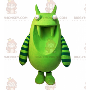 Traje de mascote de monstro verde BIGGYMONKEY™ com listras nos