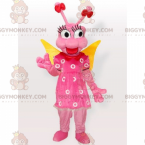 BIGGYMONKEY™ maskotkostyme rosa flue og blomsterkjole - Insektmaskoter - BIGGYMONKEY_016152 - BiggyMonkey.com