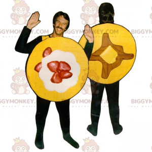 Costume de mascotte BIGGYMONKEY™ de pancakes fraises et sirop