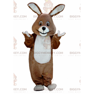 BIGGYMONKEY™ All Furry Brown and White Rabbit Mascot Costume -