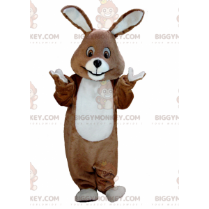 BIGGYMONKEY™ All Furry Brown and White Rabbit Mascot Costume –