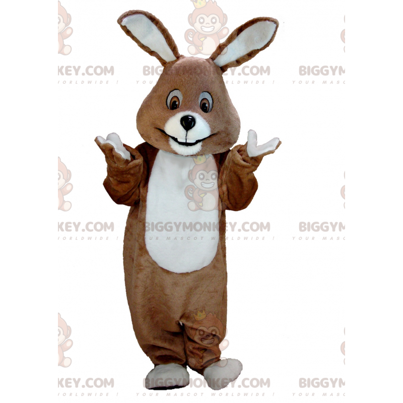 Kostium maskotki brązowo-białego królika BIGGYMONKEY™ cały