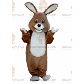 BIGGYMONKEY™ All Furry Brown and White Rabbit Mascot Costume –