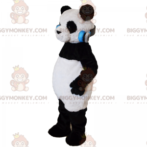 Panda BIGGYMONKEY™ Maskottchen-Kostüm mit Kopfhörern -