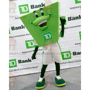 Erittäin hymyilevä TD Bank Green Man BIGGYMONKEY™ maskottiasu -