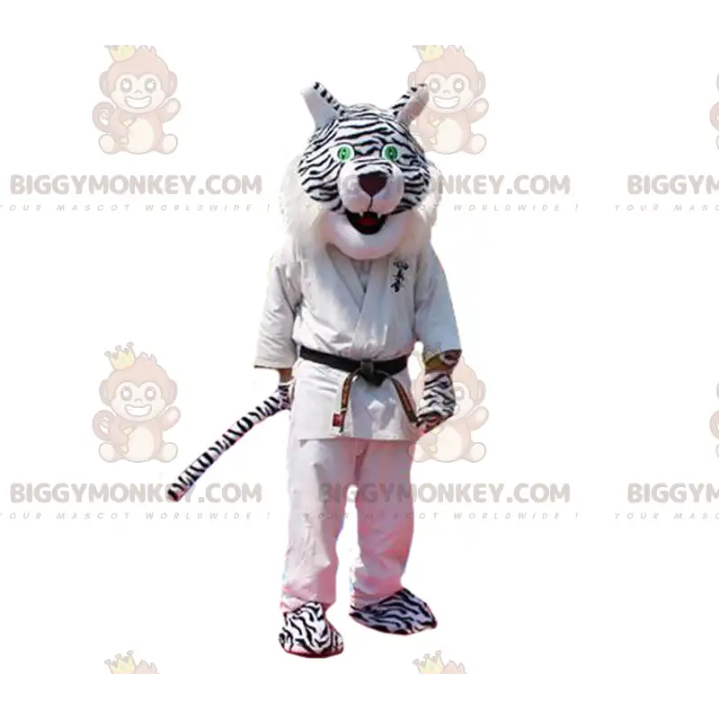 BIGGYMONKEY™ Mascot Costume of Black and White Panther in Judo BIGGYMONKEY™ Mascot Costume of Black and White Panther in Judo