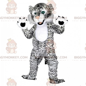 BIGGYMONKEY™ Green Eyed Black and White Panther Mascot Costume