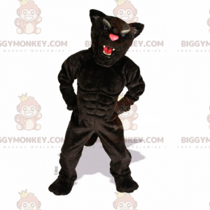 Κοστούμι μασκότ BIGGYMONKEY™ με ροζ μύτη Μαύρο Πάνθηρα -