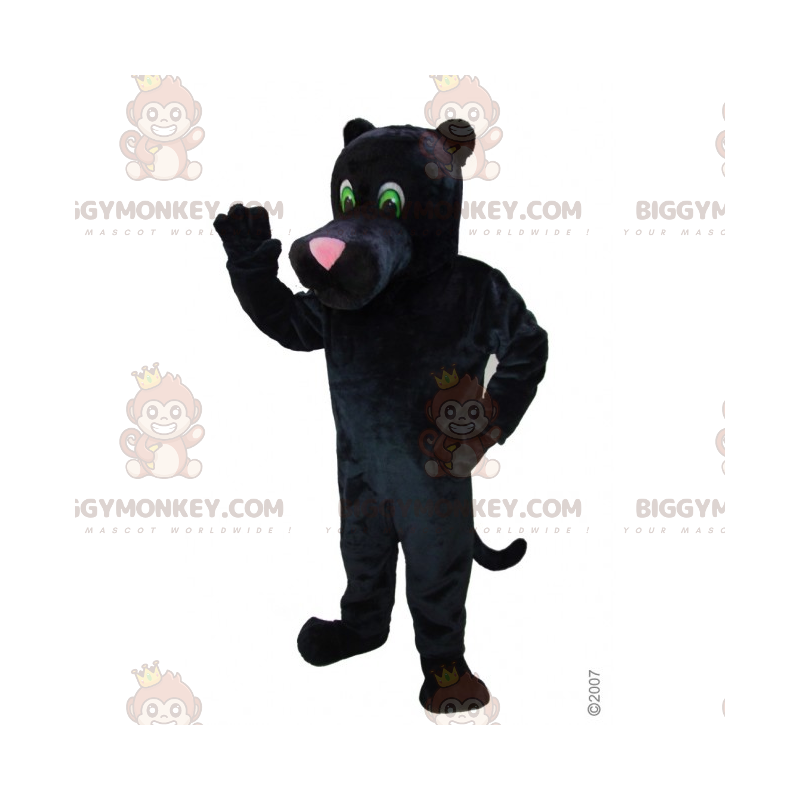 BIGGYMONKEY™ Costume da mascotte Pantera nera con naso rosa - BIGGYMONKEY™ Costume da mascotte Pantera nera con naso rosa -