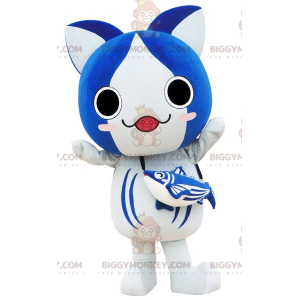 Στολή μασκότ γάτας BIGGYMONKEY™ Big Blue and White Style Manga