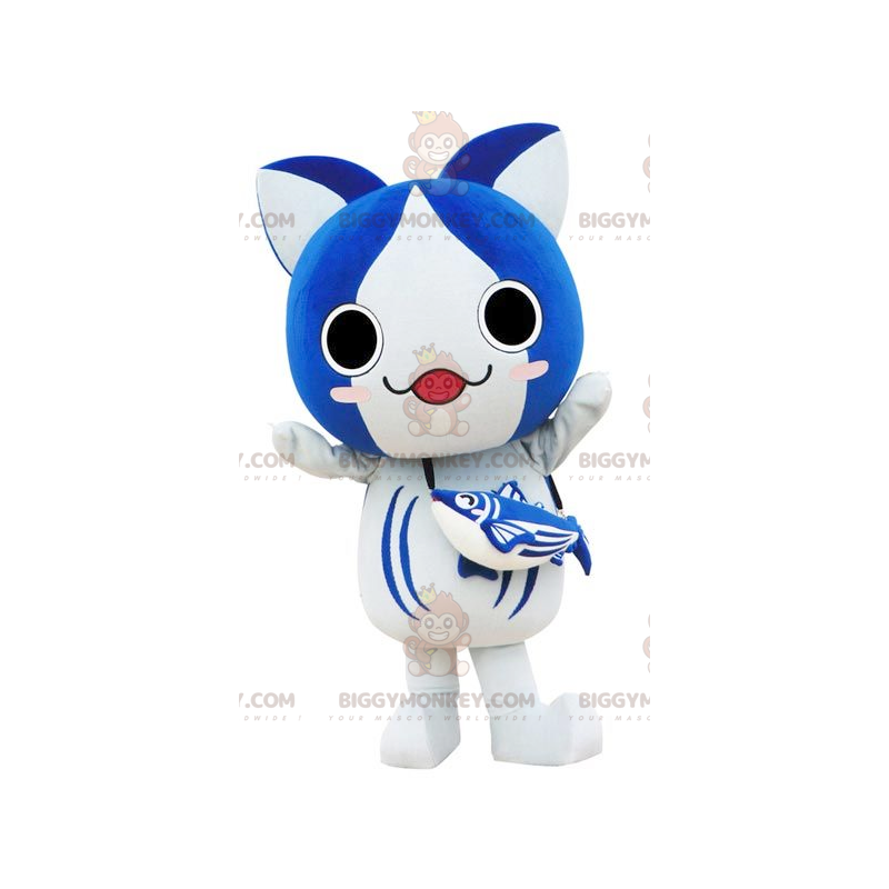 BIGGYMONKEY™ Costume mascotte gatto grande stile manga blu e