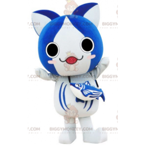 BIGGYMONKEY™ Costume mascotte gatto grande stile manga blu e