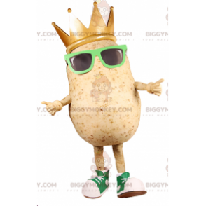 Potato BIGGYMONKEY™ Mascot Costume with Sunglasses and King