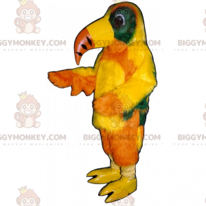 Traje de mascote de papagaio de bico comprido amarelo