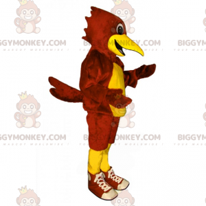 Rød og gul papegøje BIGGYMONKEY™ maskotkostume med sneakers -