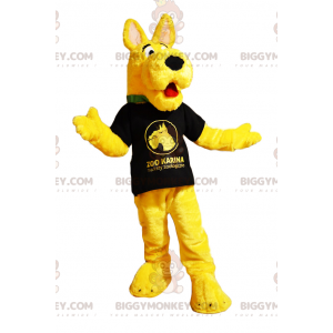 Karakter BIGGYMONKEY™ maskotkostume - gul hund i t-shirt -