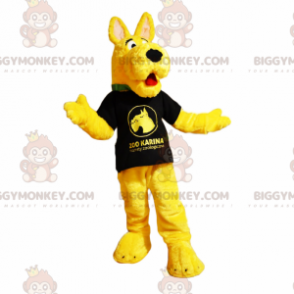 Kostium maskotki BIGGYMONKEY™ — żółty pies w koszulce - Maskotki dla psów - BIGGYMONKEY_016267 - BiggyMonkey.com