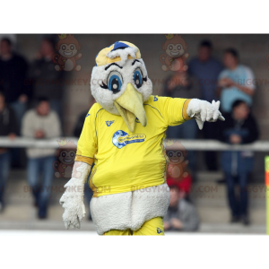 BIGGYMONKEY™ Mascottekostuum Seagull Witte ooievaar in gele