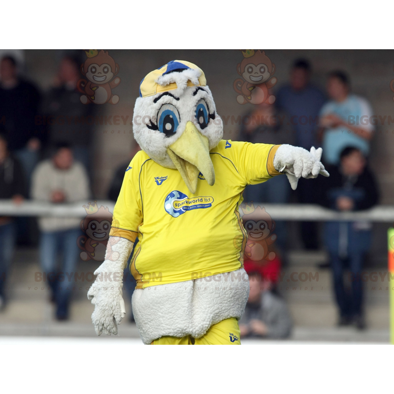 Traje de mascote BIGGYMONKEY™ Gaivota Cegonha Branca em Roupa Traje de mascote BIGGYMONKEY™ Gaivota Cegonha Branca em Roupa