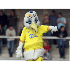 BIGGYMONKEY™ Disfraz de mascota Gaviota Cigüeña blanca en ropa deportiva amarilla - Mascota deportiva - BiggyMonkey.com