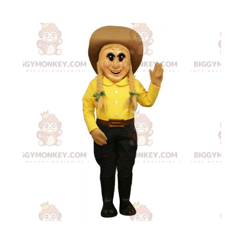 Costume de mascotte BIGGYMONKEY™ de personnage - Cowgirl avec Costume de mascotte BIGGYMONKEY™ de personnage - Cowgirl avec