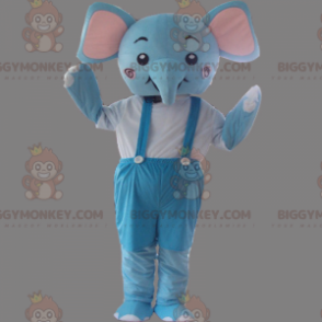 Karaktär BIGGYMONKEY™ Maskotdräkt - Elephanta i overall - Mänskliga maskot - BIGGYMONKEY_016284 - BiggyMonkey.com