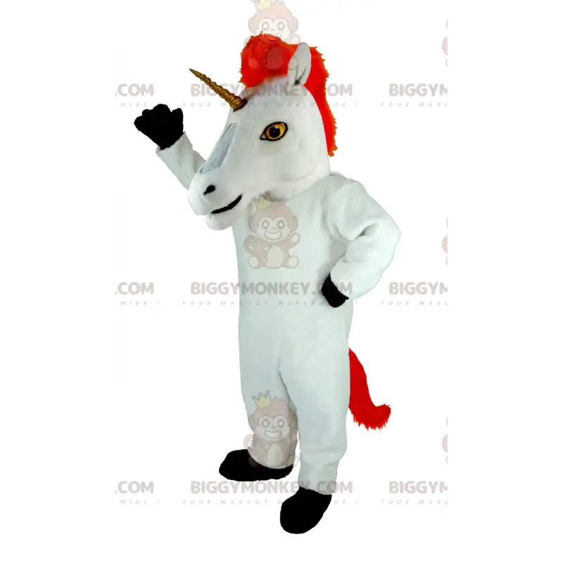 Riesiges weißes und rotes Einhorn BIGGYMONKEY™ Riesiges weißes und rotes Einhorn BIGGYMONKEY™