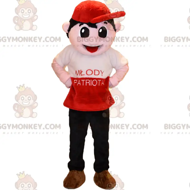Charakter BIGGYMONKEY™ Maskottchenkostüm – Junge mit Mütze - Charakter BIGGYMONKEY™ Maskottchenkostüm – Junge mit Mütze -