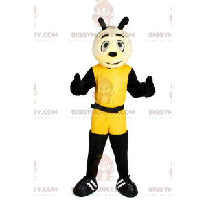 BIGGYMONKEY™ karakter mascotte kostuum in gele jumpsuit -