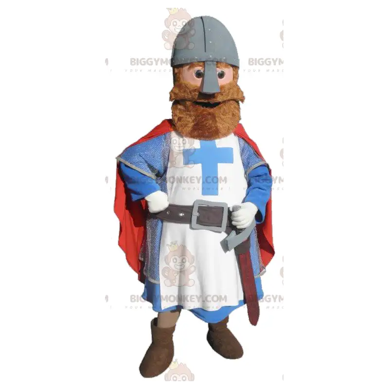 Knight BIGGYMONKEY™ Mascot Costume Dressed in Red Blue and Knight BIGGYMONKEY™ Mascot Costume Dressed in Red Blue and