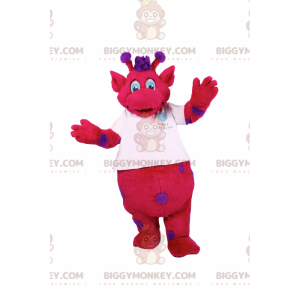 BIGGYMONKEY™ character mascot costume fushia with purple spots