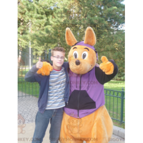 Walibi oranje kangoeroe BIGGYMONKEY™ mascottekostuum -