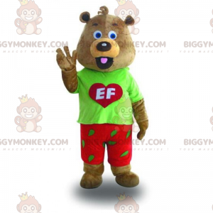 BIGGYMONKEY™ Little Brown Squirrel Mascot Costume with Red and