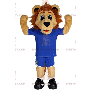 BIGGYMONKEY™ Little Lion Mascot Costume In Blue Soccer Suit –
