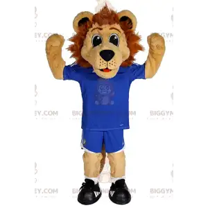 BIGGYMONKEY™ Little Lion Mascot Costume In Blue Soccer Suit –