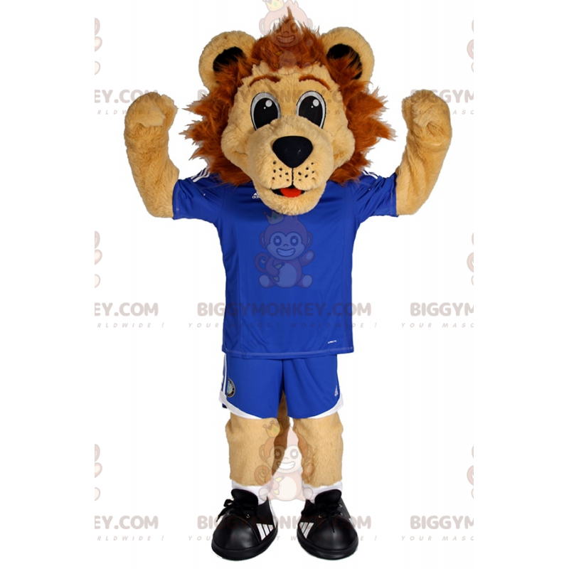 BIGGYMONKEY™ Costume da mascotte da piccolo leone in tuta da BIGGYMONKEY™ Costume da mascotte da piccolo leone in tuta da